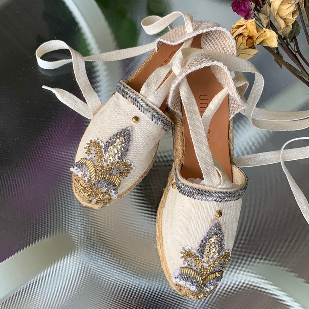 UNISA ESPADRILLES VINTAGE LACE UP ANKLE STRAP CUSTOM MADE IN SPAIN ONE OF A KIND